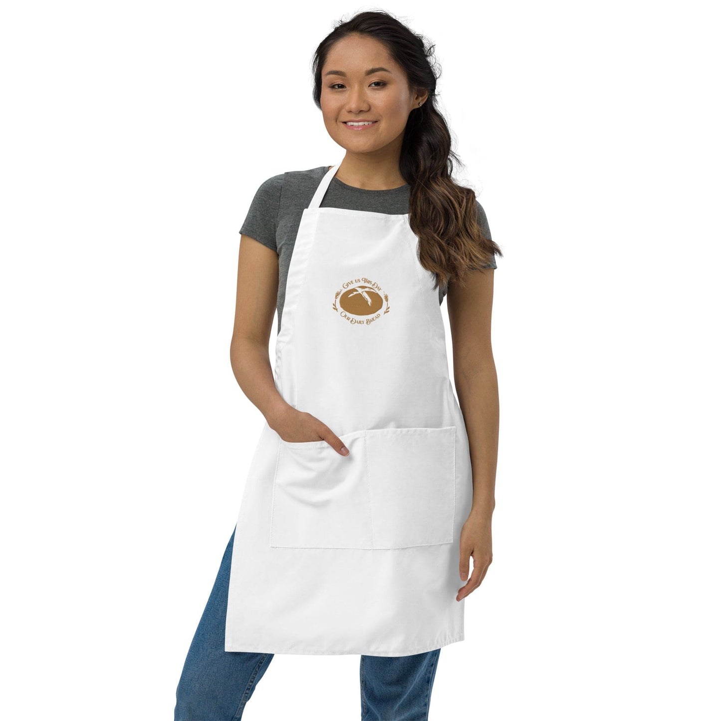 Dappled Designs Apron "Our Daily Bread" Embroidered Cotton/Poly Apron