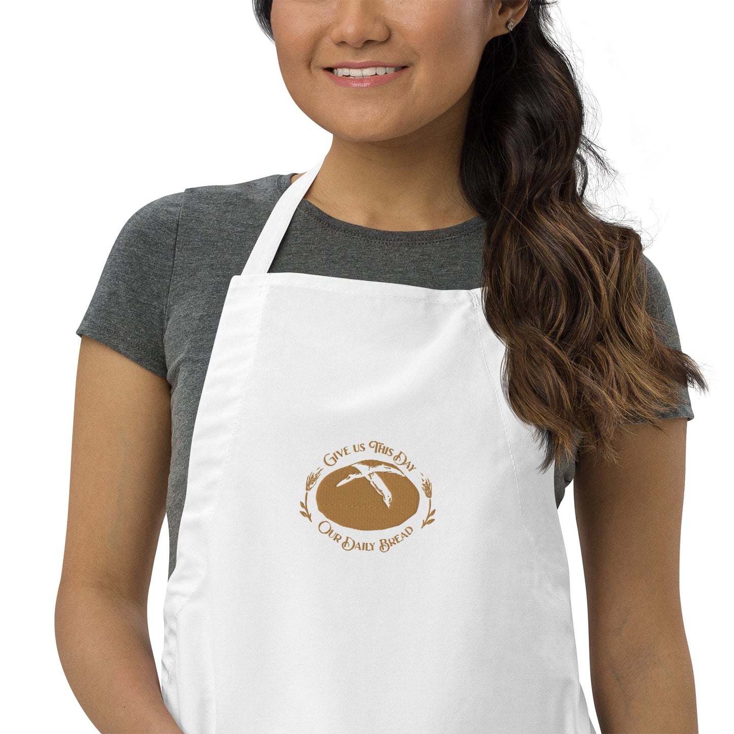 Dappled Designs Apron "Our Daily Bread" Embroidered Cotton/Poly Apron