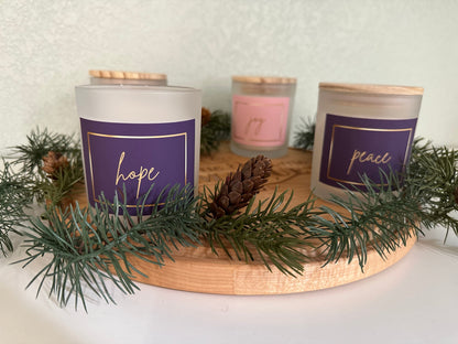 Dappled Designs Candles Fragrance Free - Cotton Wick Frosted Glass Advent Candle Set of 4 (Hand Poured 11 oz each)