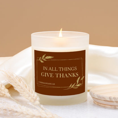 Dappled Designs Candles "Give Thanks" Hand Poured 11 oz Frosted Glass Candle