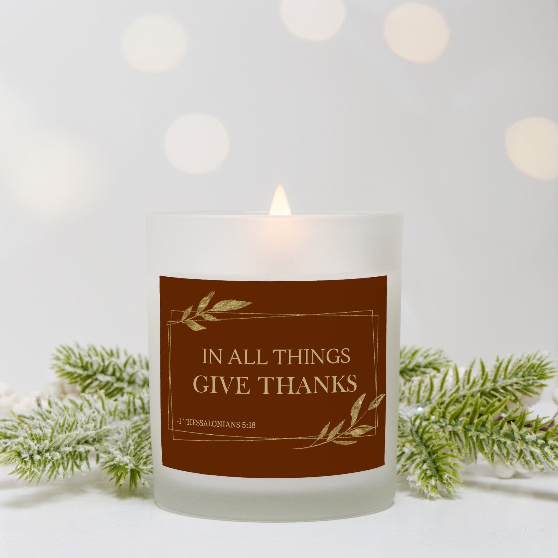 Dappled Designs Candles "Give Thanks" Hand Poured 11 oz Frosted Glass Candle