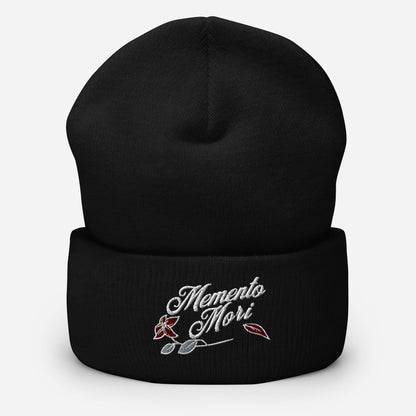 Dappled Designs Hats Black Memento Mori Embroidered Cuffed Beanie