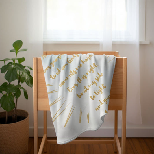 Printed Mint Angel of God Prayer Baby Fleece Blanket