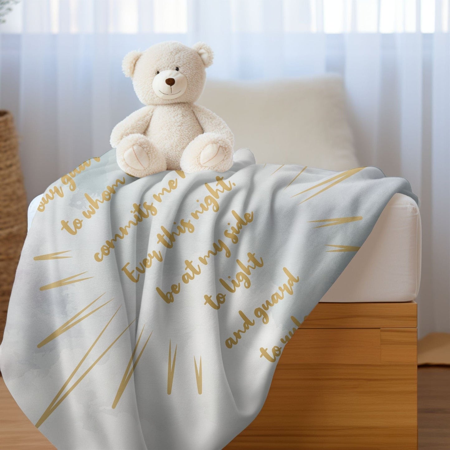 Printed Mint Angel of God Prayer Baby Fleece Blanket