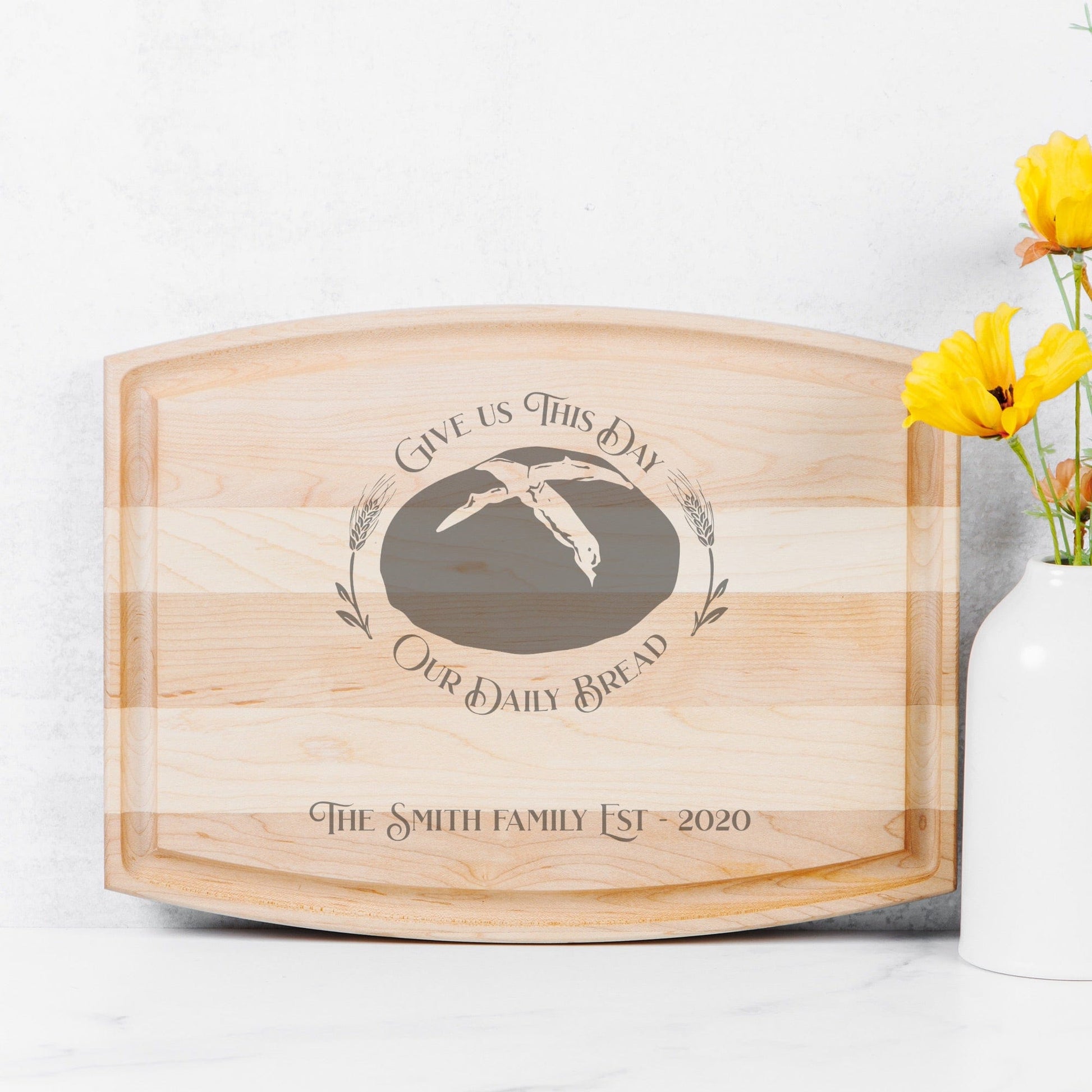 Printed Mint Home & Kitchen Give Us This Day Personalized Cutting/Charcuterie Board- 12" x 9"