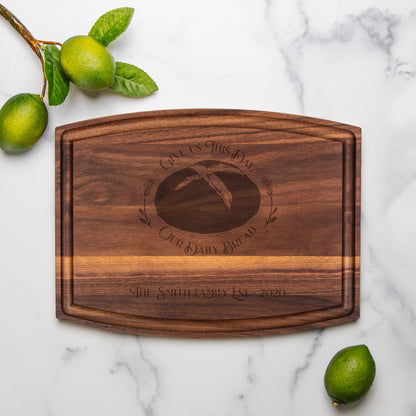 Printed Mint Home & Kitchen Walnut Give Us This Day Personalized Cutting/Charcuterie Board- 12" x 9"