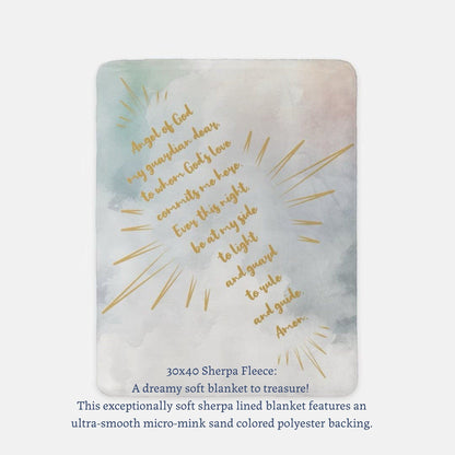 Printed Mint Sherpa Fleece(30x40) Angel of God Prayer Baby Fleece Blanket