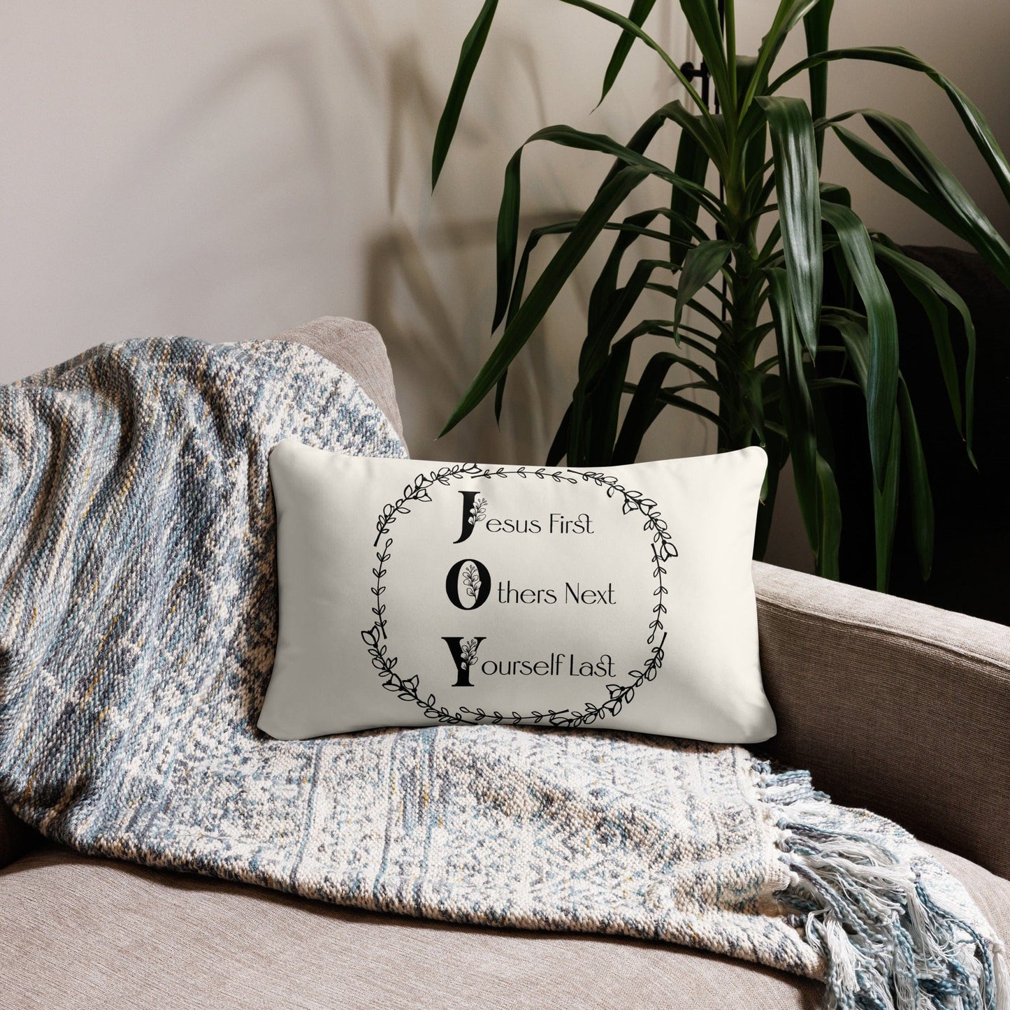 Printful Throw Pillow J.O.Y. Throw Pillow