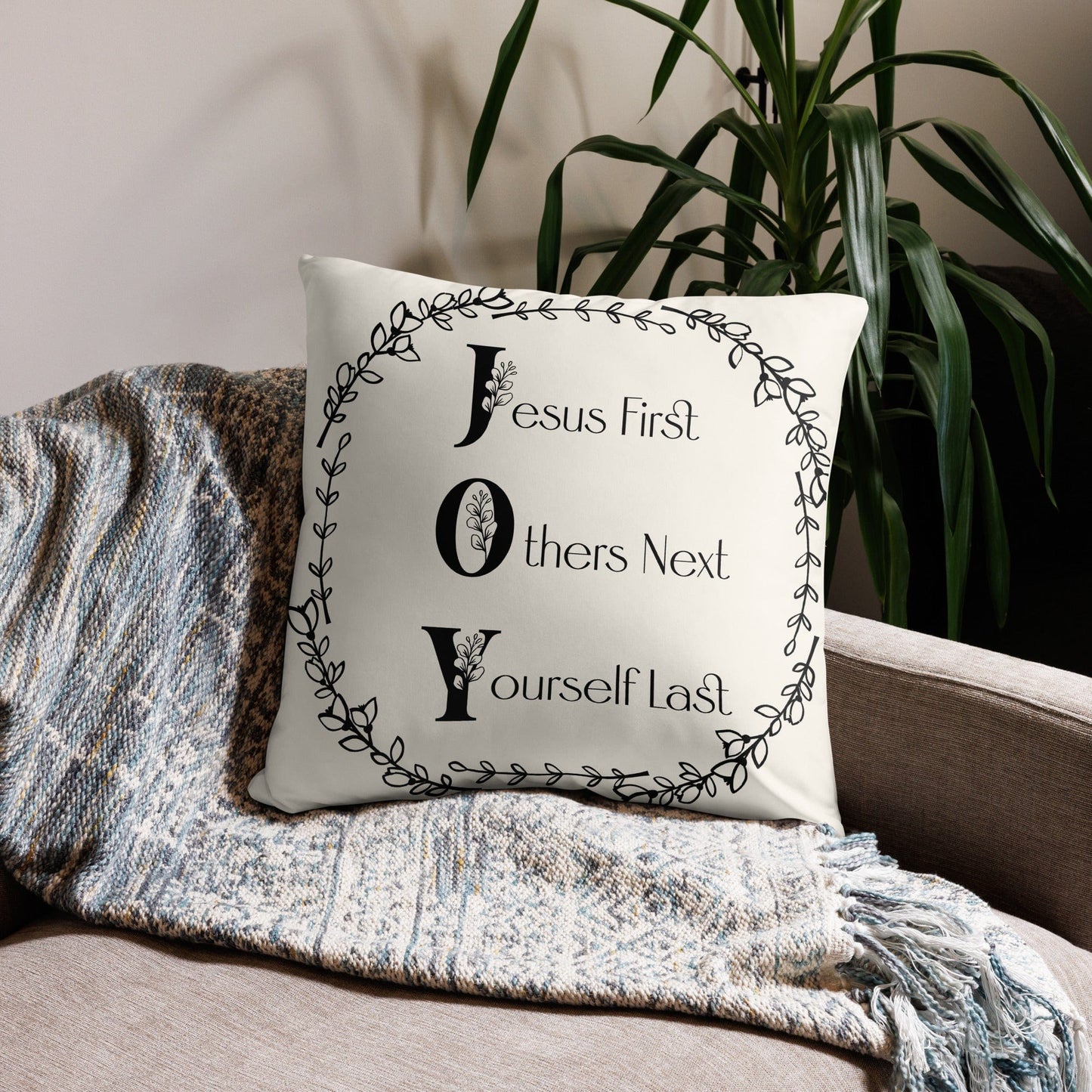 Printful Throw Pillow J.O.Y. Throw Pillow