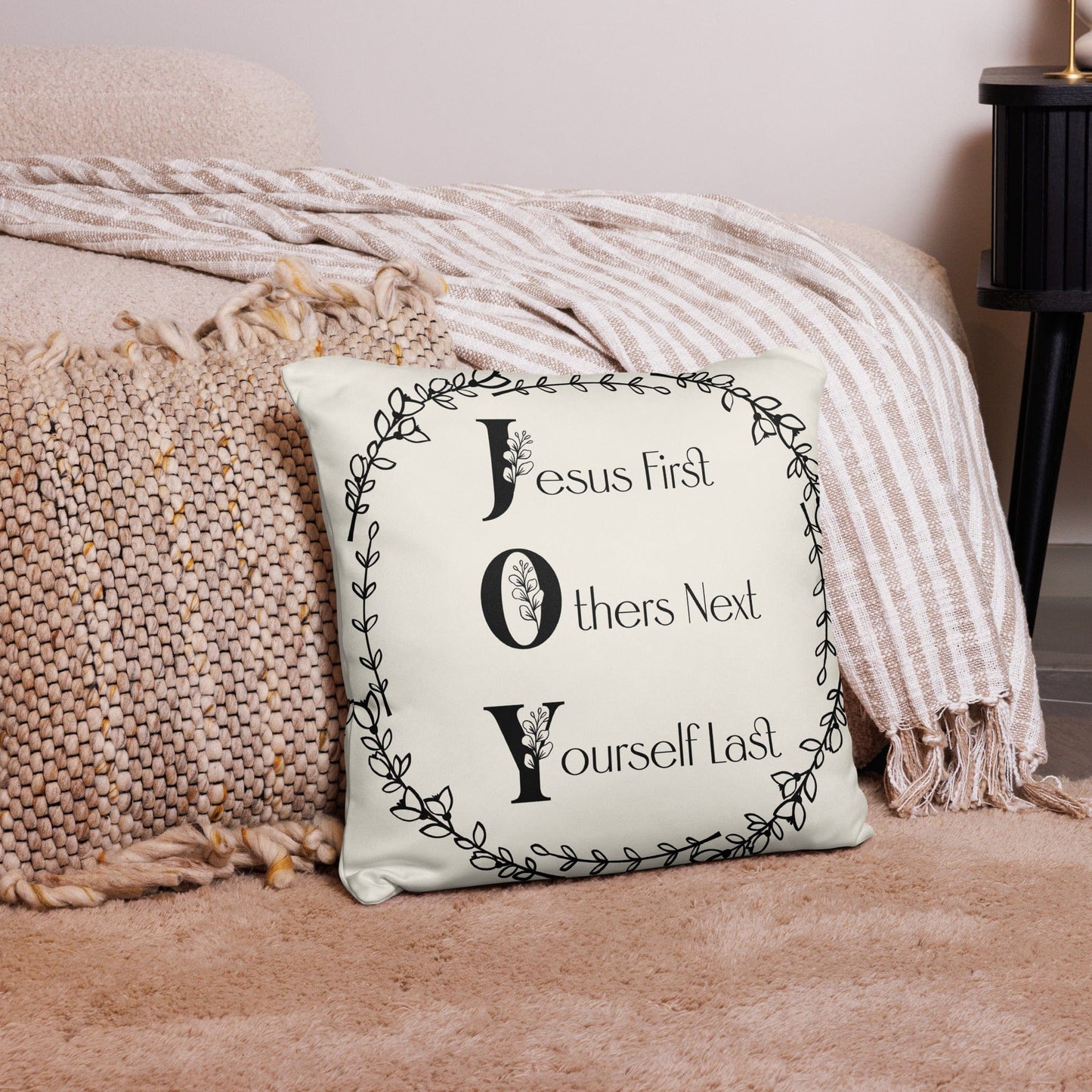 Printful Throw Pillow J.O.Y. Throw Pillow