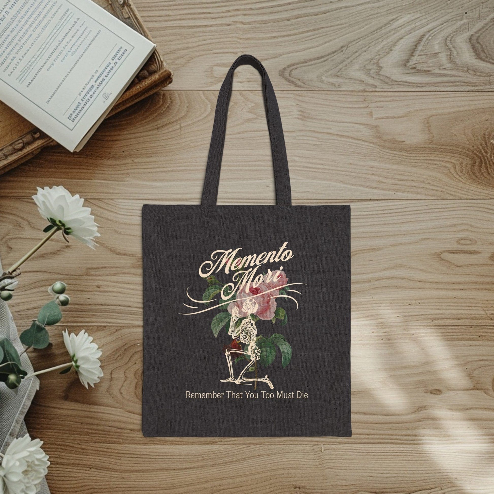 Printify Bags Black / 15" x 16" Memento Mori Cotton Canvas Tote Bag