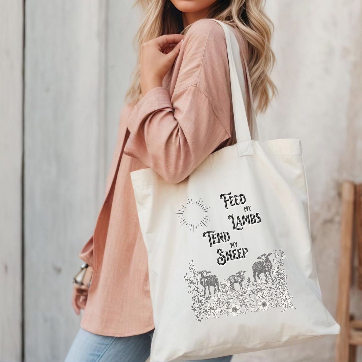 Printify Bags Natural / 15" x 16" Feed My Lambs Canvas Mass Tote