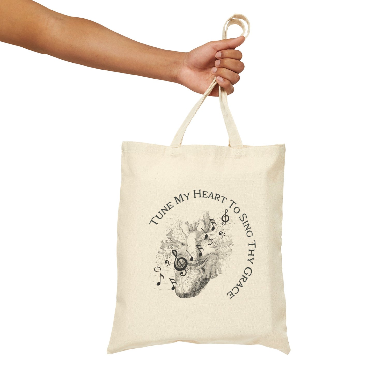 Printify Bags Natural / 15" x 16" Tune My Heart Cotton Canvas Tote Bag