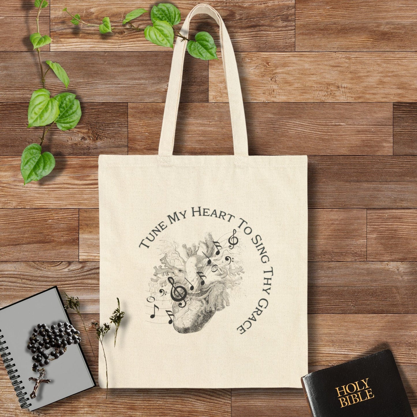 Printify Bags Natural / 15" x 16" Tune My Heart Cotton Canvas Tote Bag