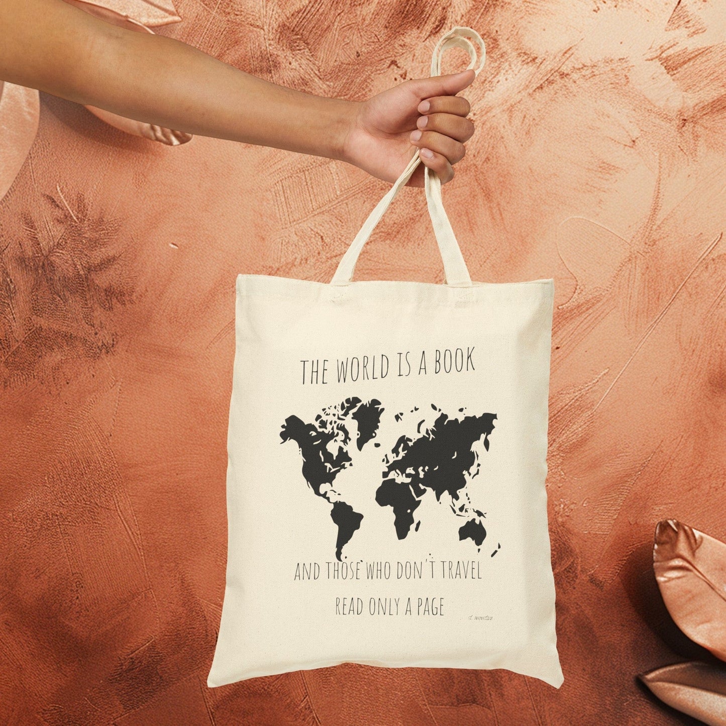 Printify Bags Natural / 15" x 16" World Is A Book St. Augustine Quote Travel Tote