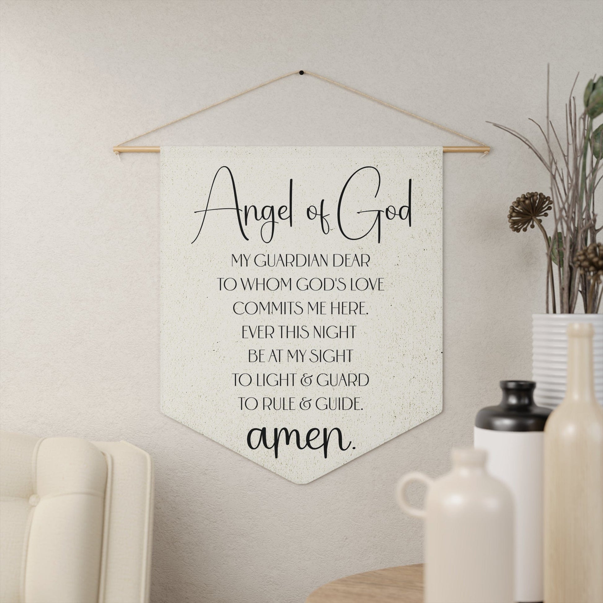 Printify Home Decor 18" × 21" Angel of God Prayer Pennant