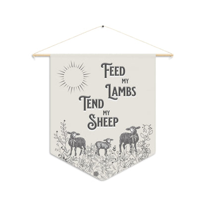 Printify Home Decor 18" × 21" Feed My Lambs Pennant