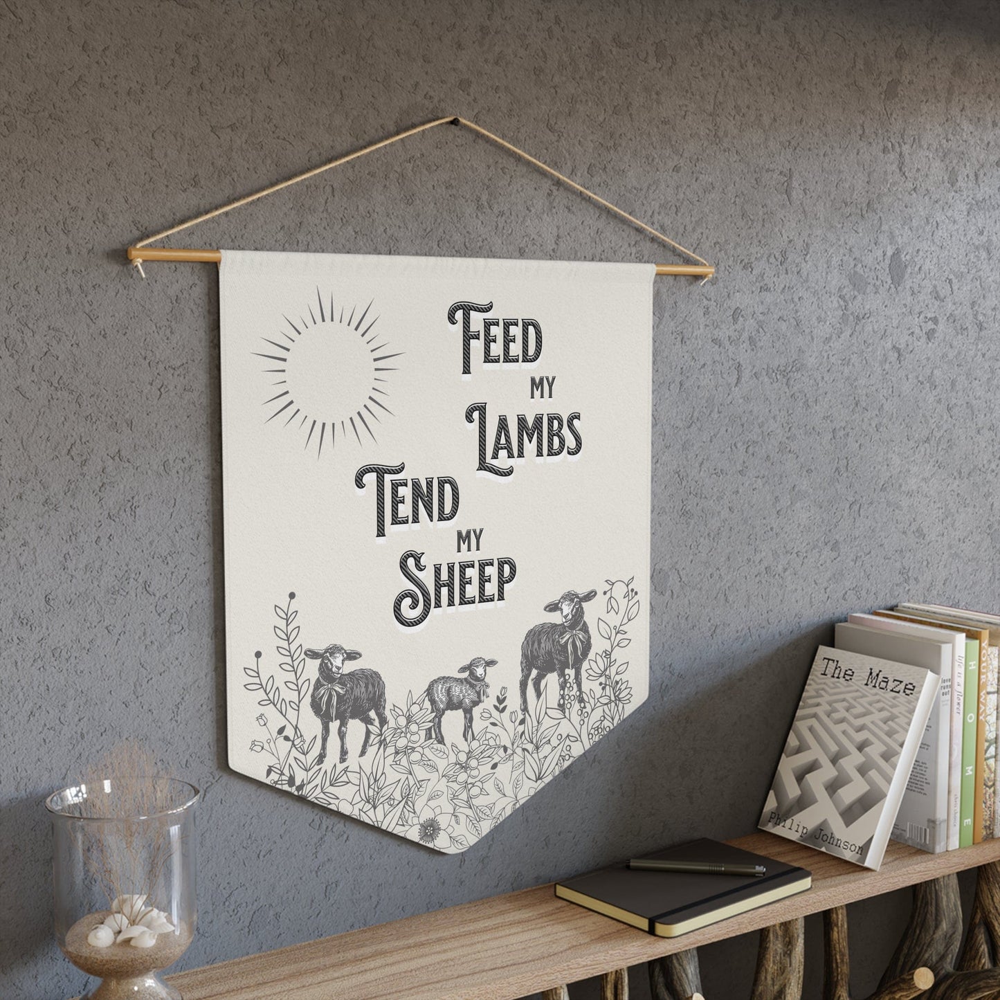 Printify Home Decor 18" × 21" Feed My Lambs Pennant