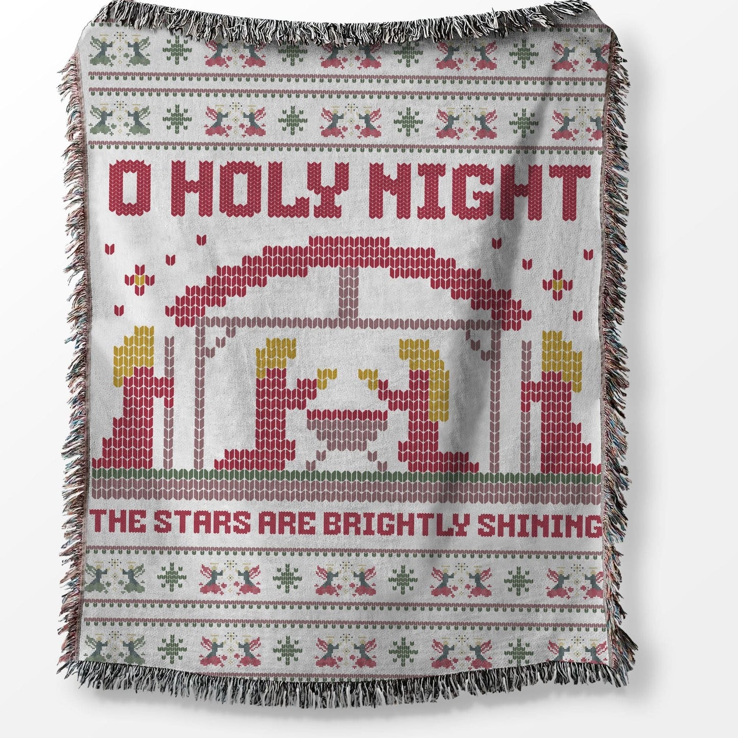 Printify Home Decor O Holy Night Ugly Christmas Sweater Woven Blanket