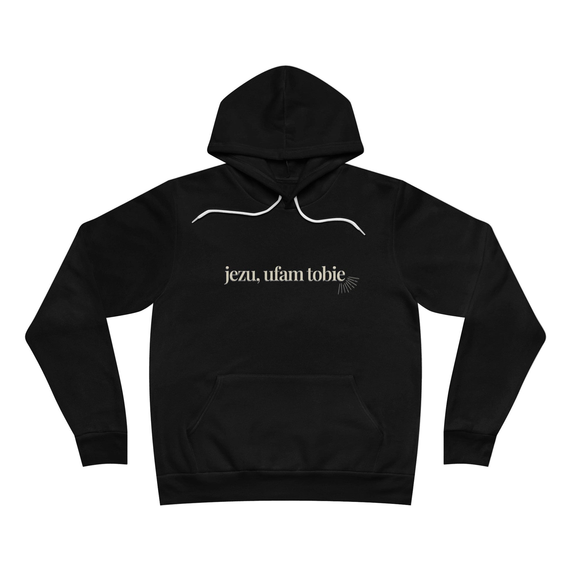 Printify Hoodie Black / XS Jezu Ufam Tobie Unisex Sponge Fleece Pullover Hoodie