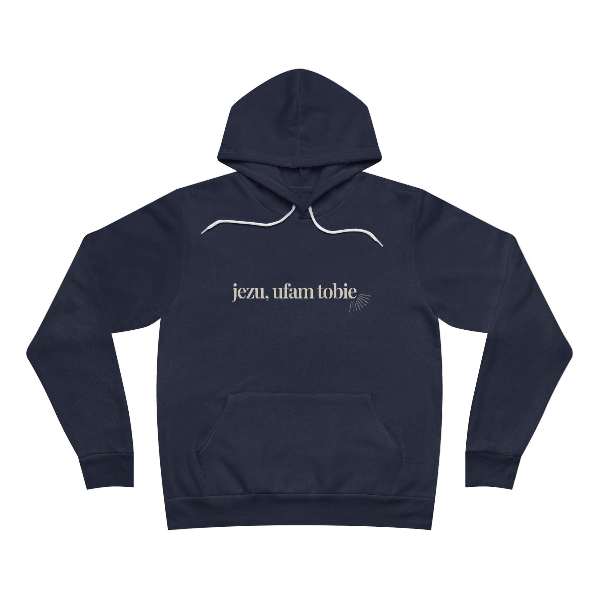 Printify Hoodie Navy / XS Jezu Ufam Tobie Unisex Sponge Fleece Pullover Hoodie