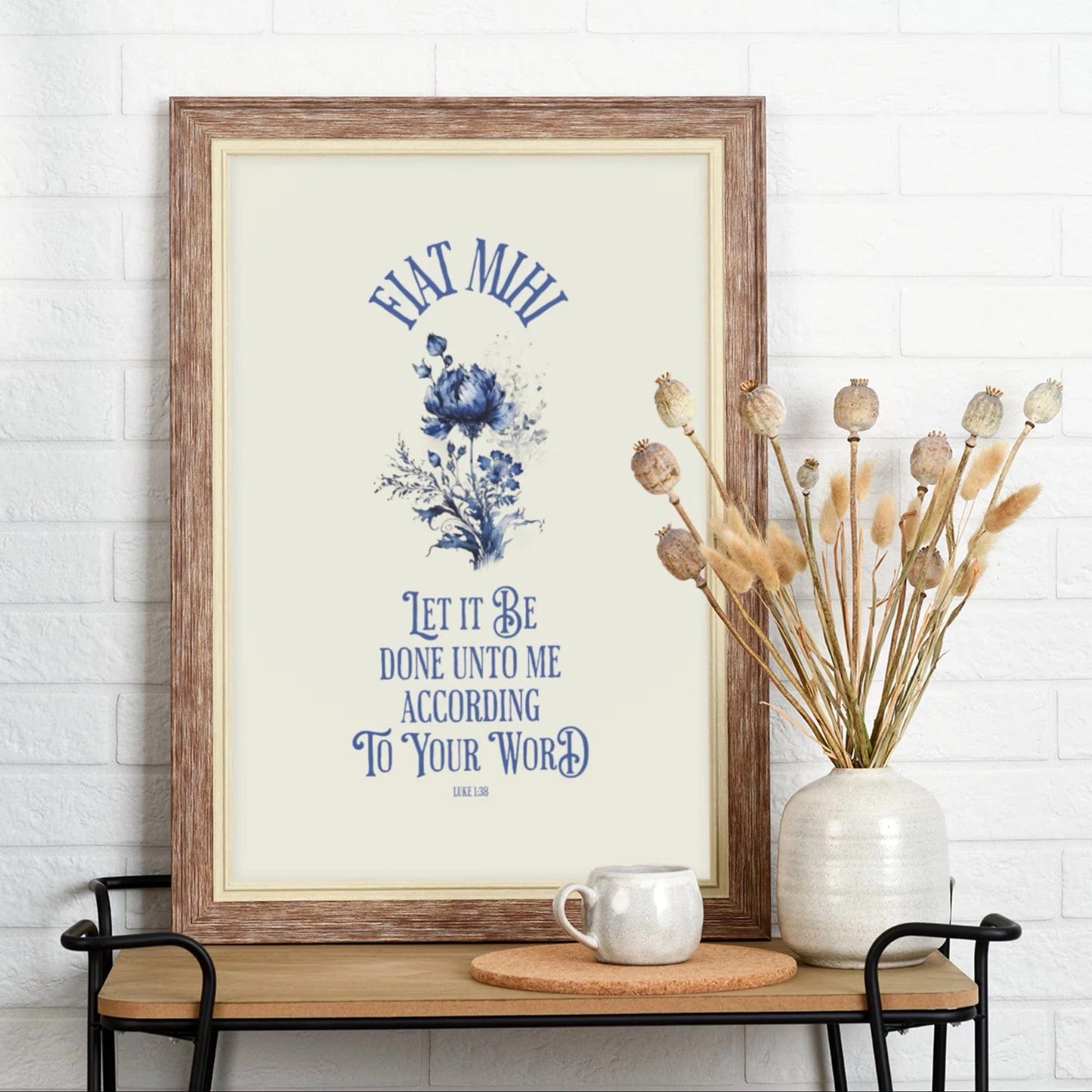 Printify Poster Fiat Blue Floral Matte Print