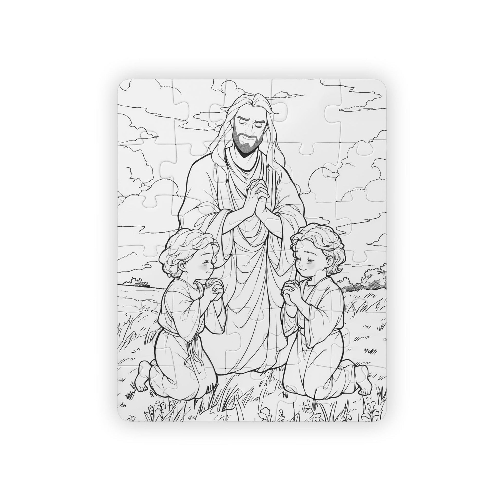 Printify Puzzle 30 pcs (Vertical) Toddler Coloring Puzzle, 30-Piece: Praying With Jesus