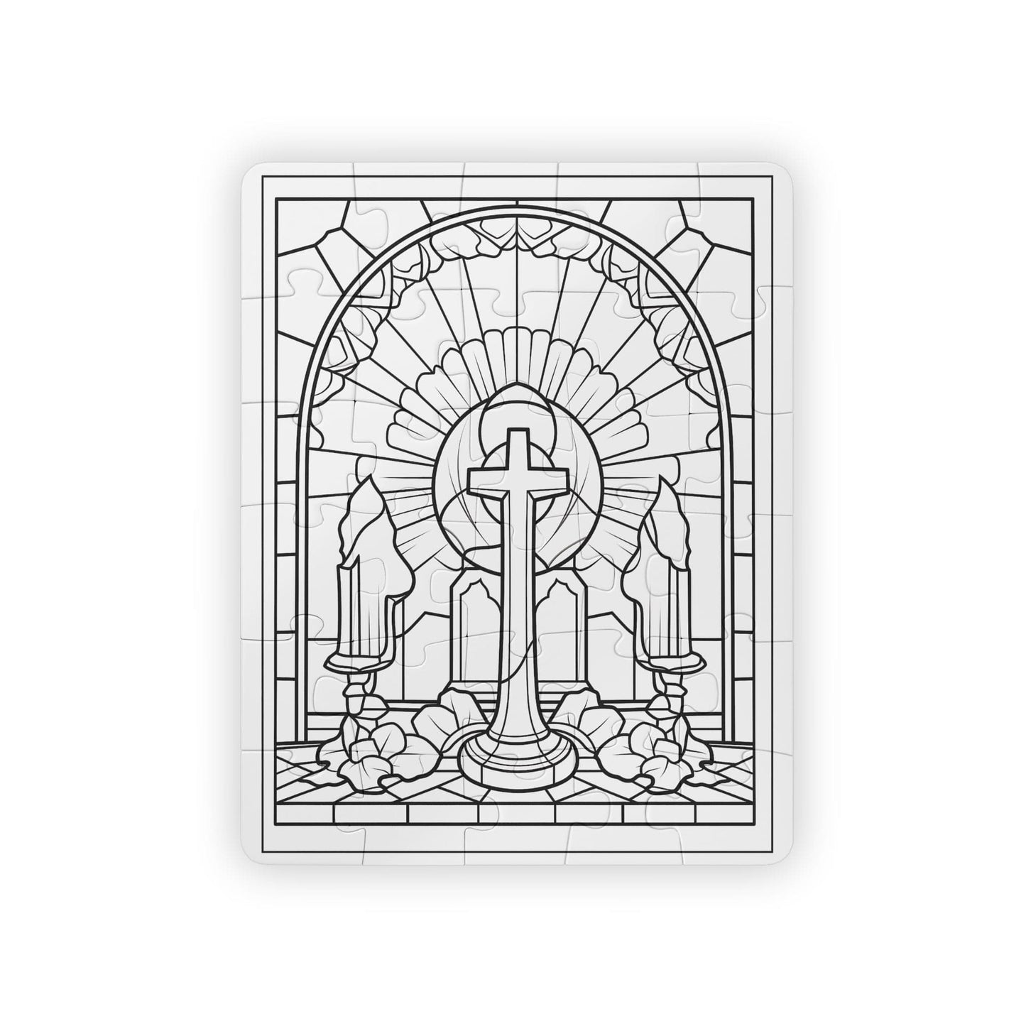 Printify Puzzle 30 pcs (Vertical) Toddler Coloring Puzzle, 30-Piece: Stained Glass Altar