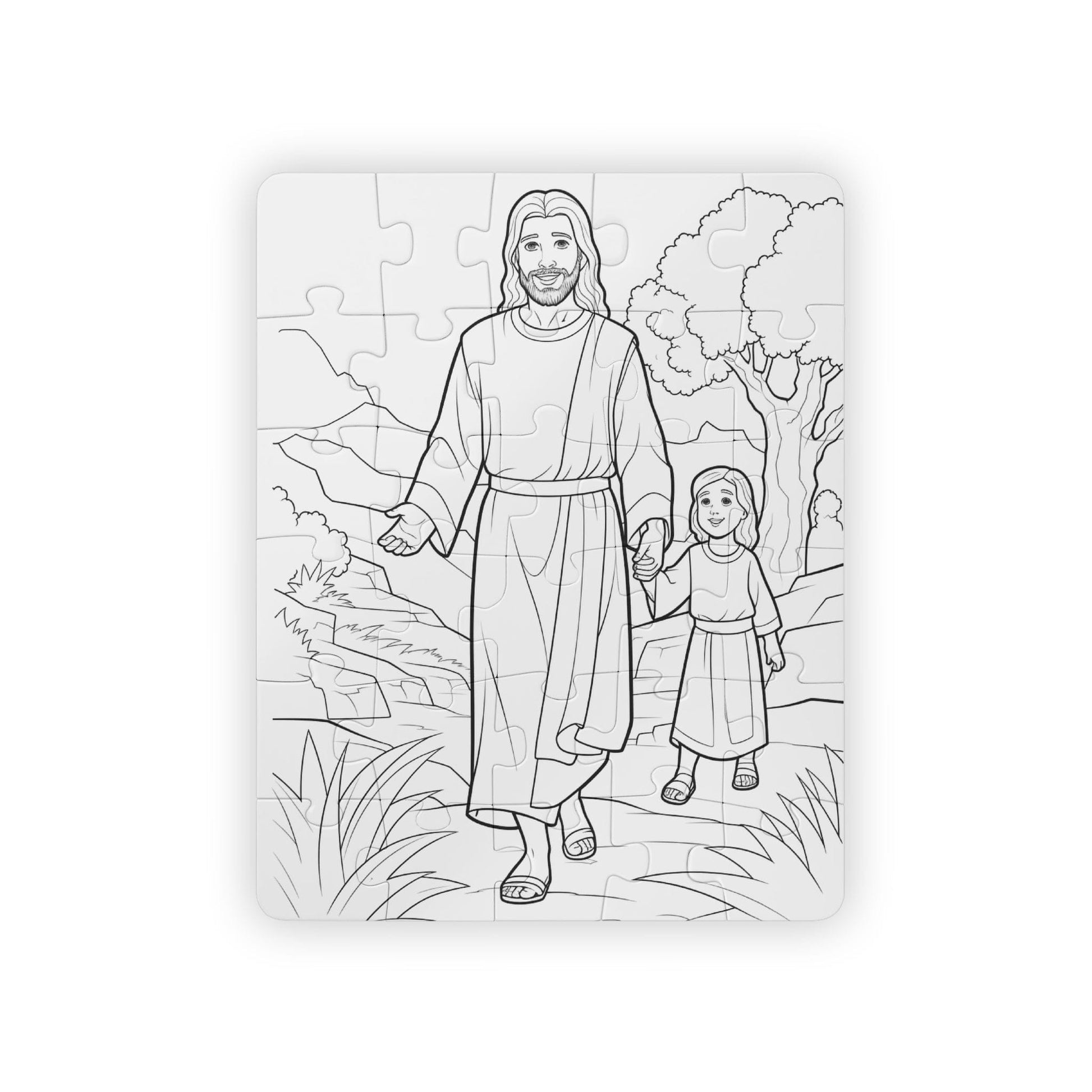 Printify Puzzle 30 pcs (Vertical) Toddler Coloring Puzzle, 30-Piece: Walking With Jesus