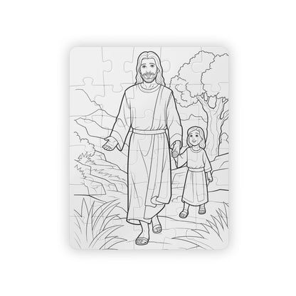 Printify Puzzle 30 pcs (Vertical) Toddler Coloring Puzzle, 30-Piece: Walking With Jesus