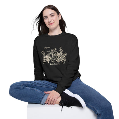 Printify Sweatshirt Black / S Wildflower Pray Hope Don't Worry Drop Shoulder Sweatshirt