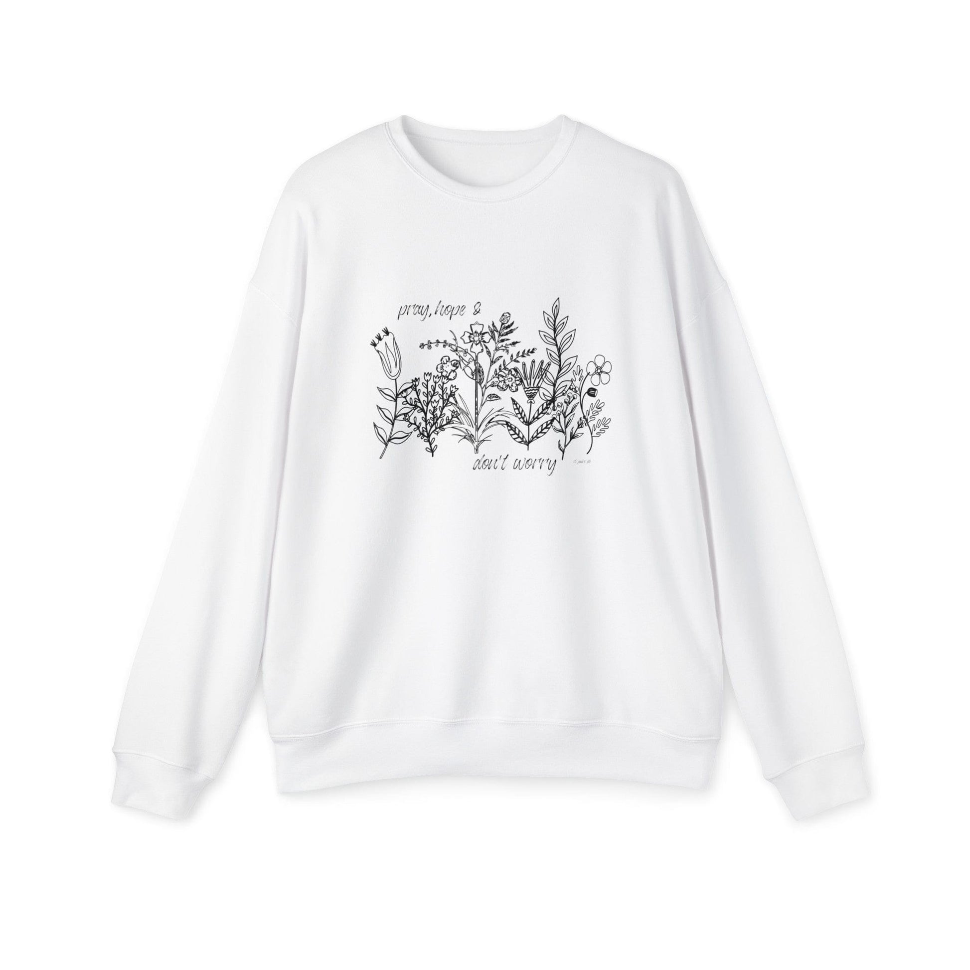 Printify Sweatshirt Wildflower Pray Hope Don't Worry Drop Shoulder Sweatshirt