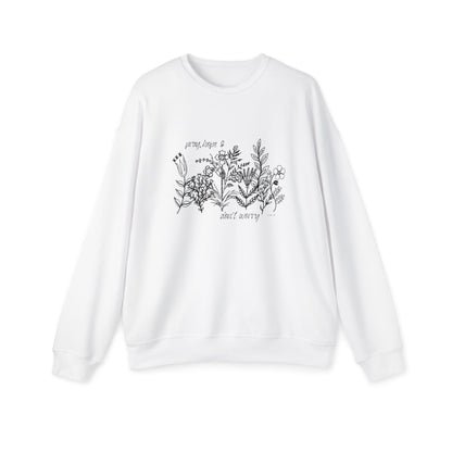 Printify Sweatshirt Wildflower Pray Hope Don't Worry Drop Shoulder Sweatshirt