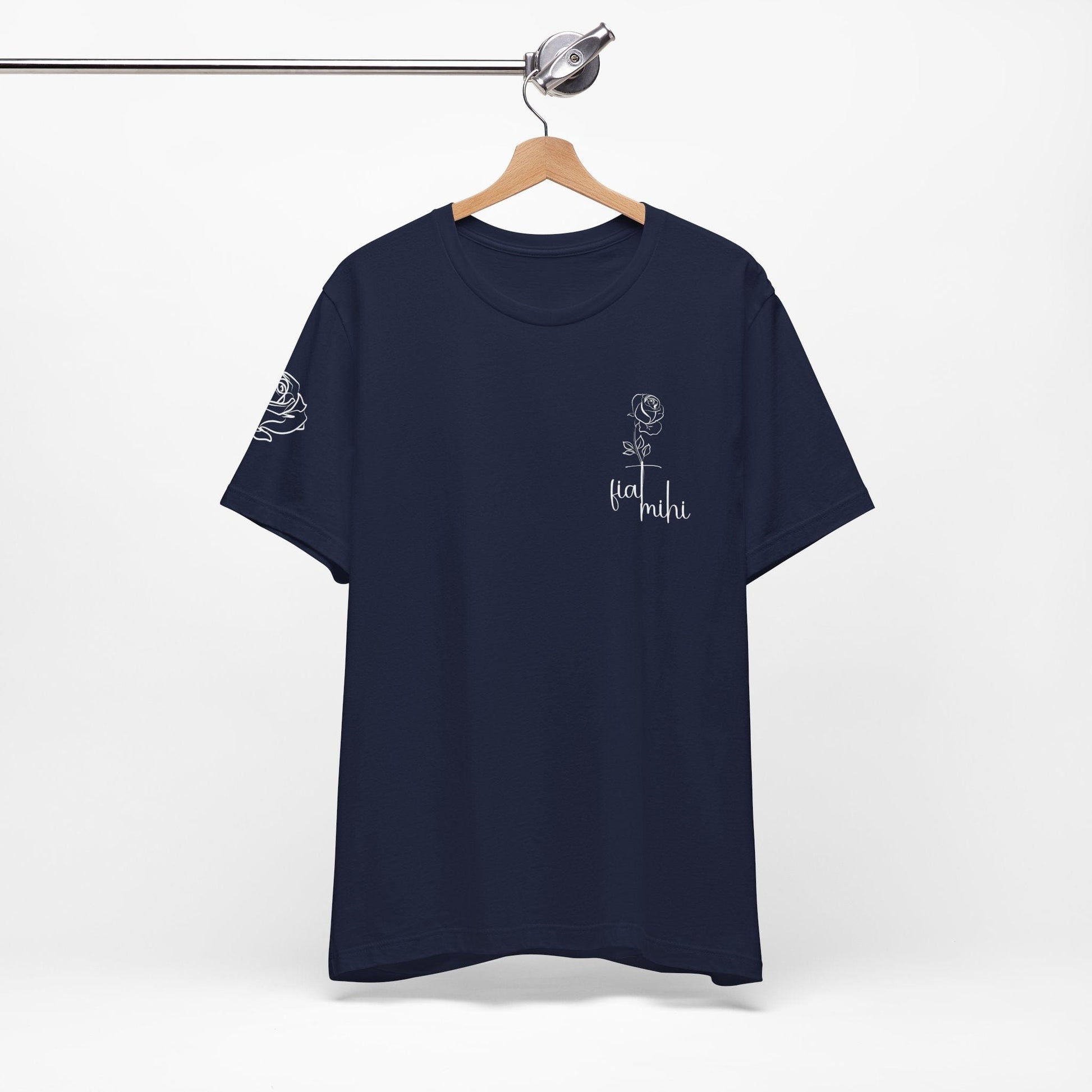 Printify T-Shirt Navy / XS Fiat Mihi Rose Short Sleeve Tee