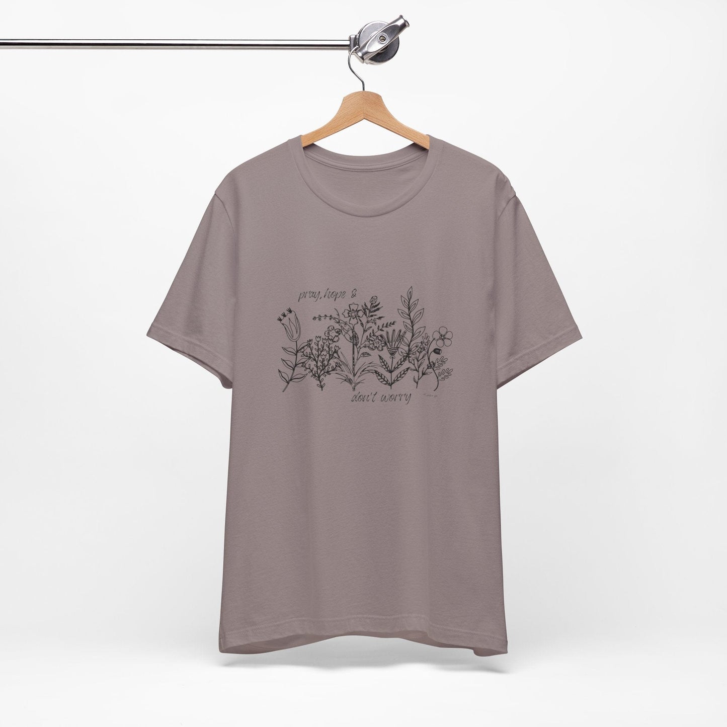 Printify T-Shirt Pebble Brown / XS Pray Hope Don't Worry Wildflower T-Shirt