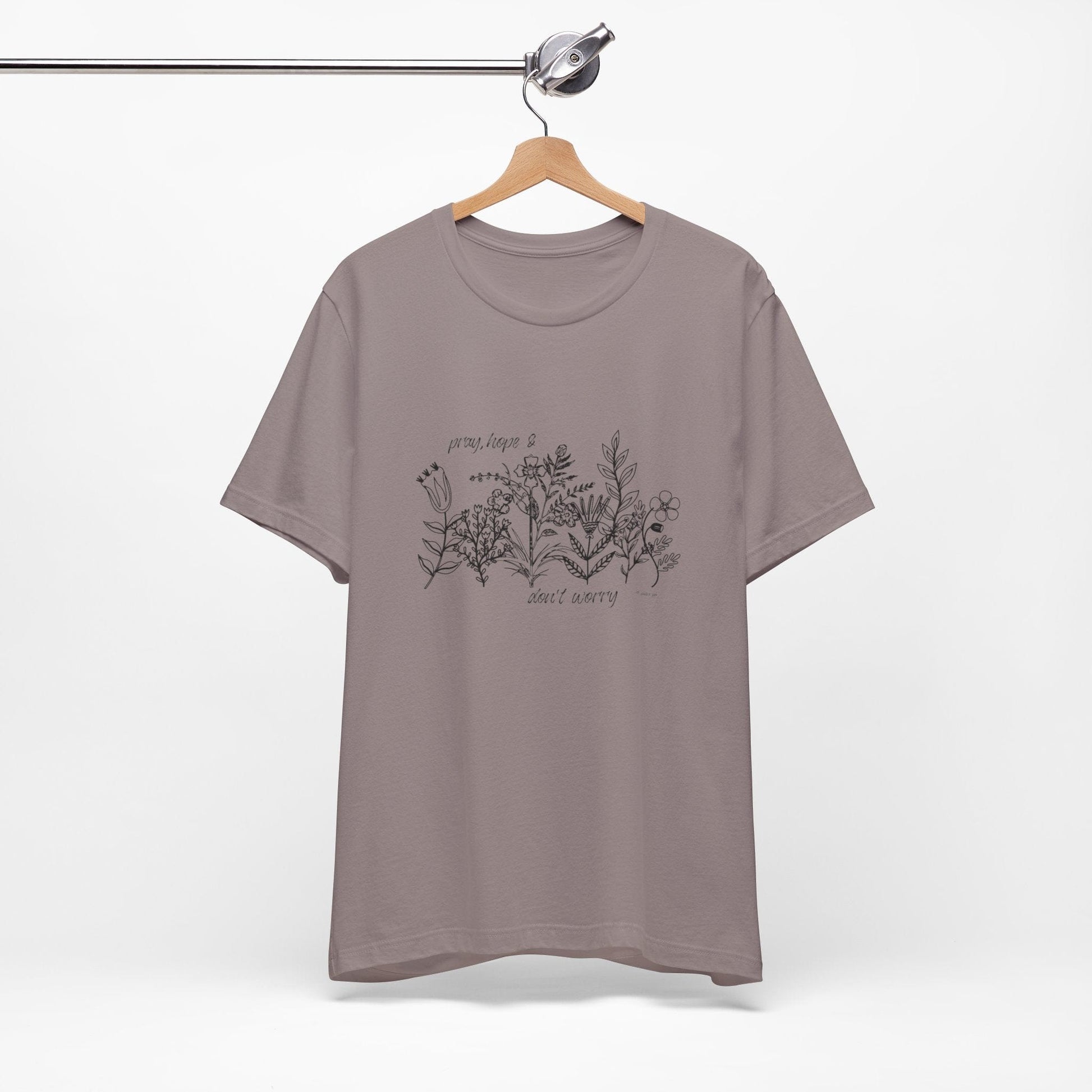 Printify T-Shirt Pebble Brown / XS Pray Hope Don't Worry Wildflower T-Shirt