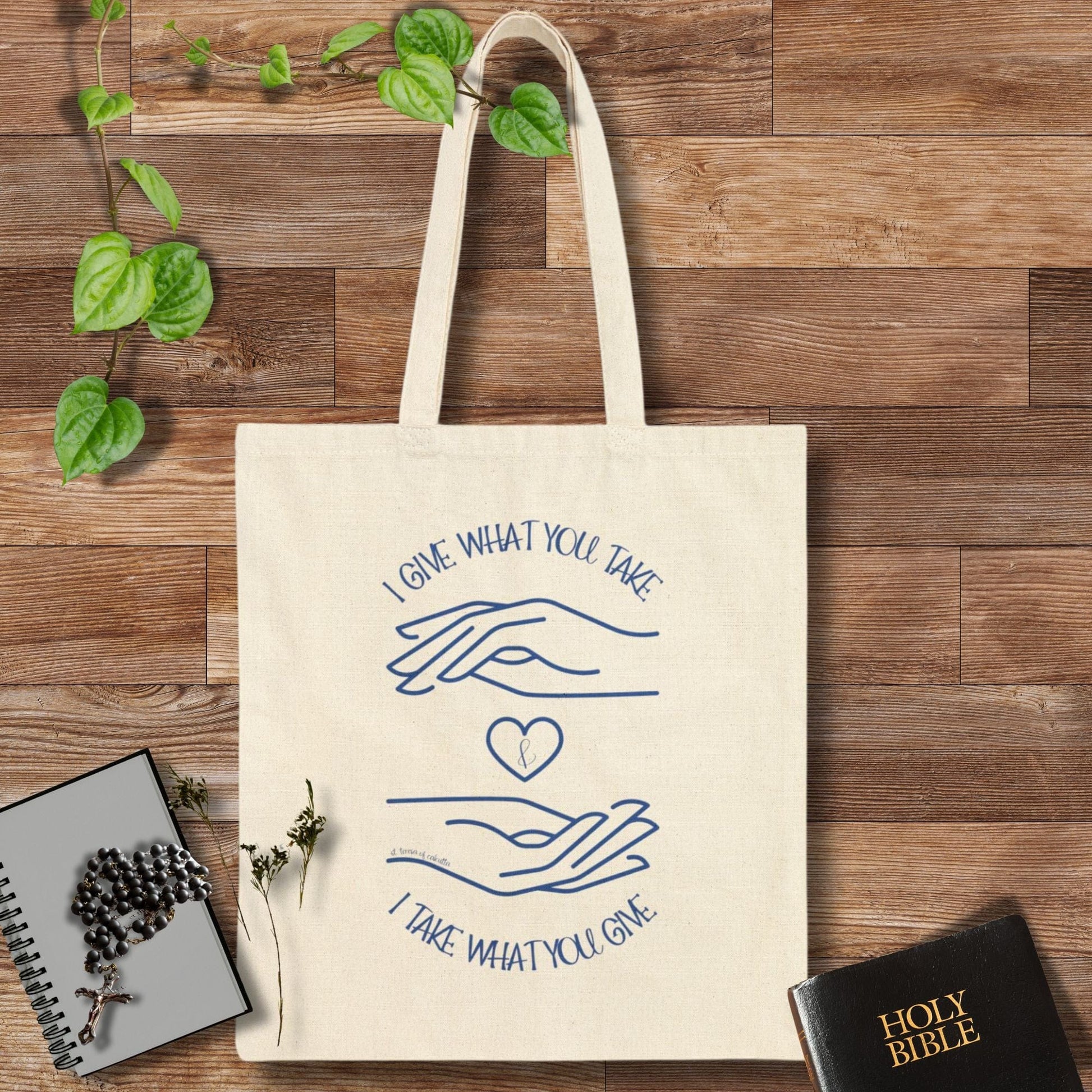 Printify Tote Bags Natural / 15" x 16" Mother Teresa Give & Take Tote Bag