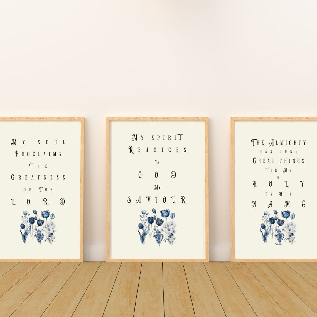 Printify Wall Art Magnificat Set of 3 Floral Matte Prints