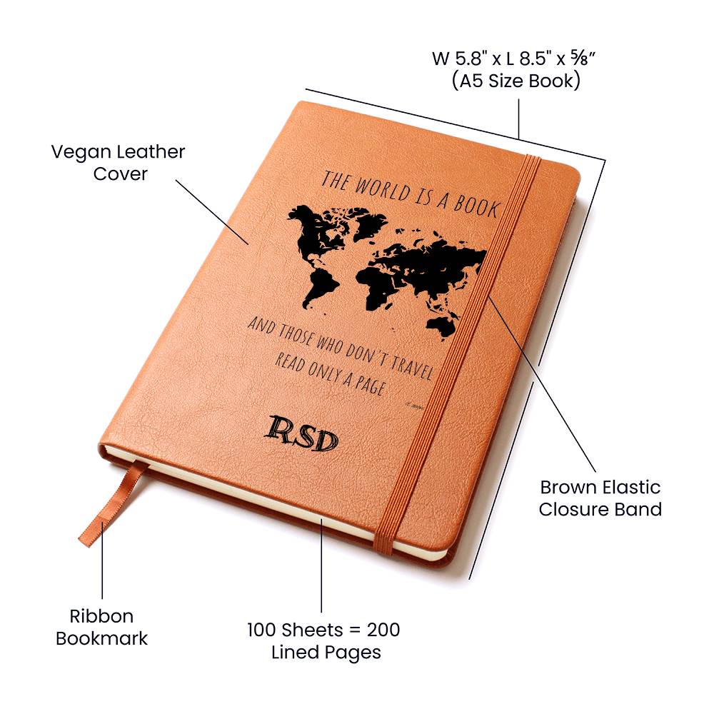 ShineOn Fulfillment Stationary World is a Book Personalized Vegan Leather Travel Journal