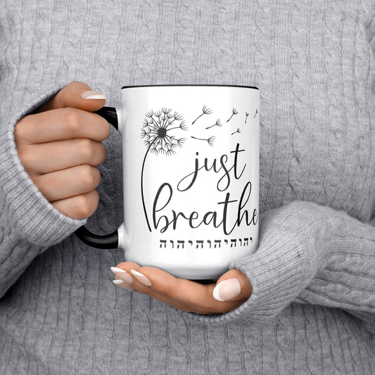 teelaunch Full Wrap Just Breathe YHWH Mug