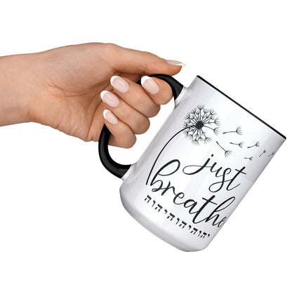 teelaunch Full Wrap Just Breathe YHWH Mug