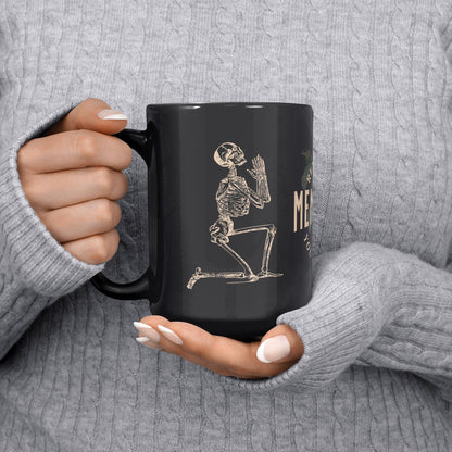 teelaunch Full Wrap Memento Mori Rose Skeleton Black Mug