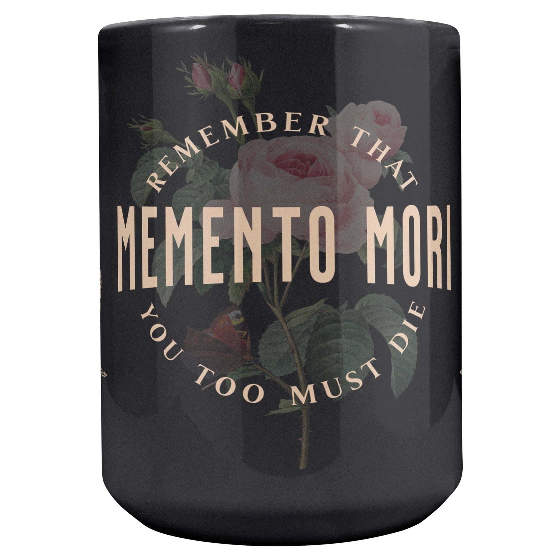 teelaunch Full Wrap Memento Mori Rose Skeleton Black Mug