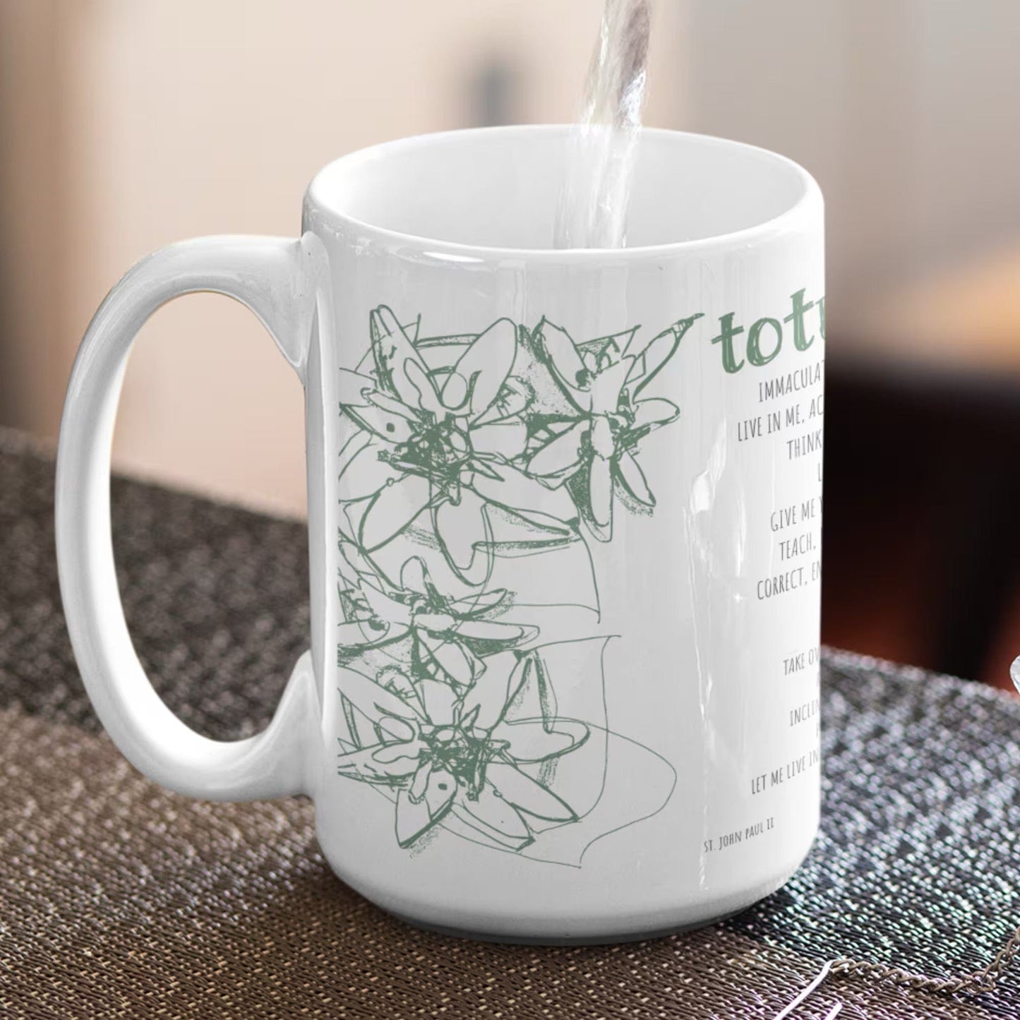 teelaunch Full Wrap Totus Tuus John Paul II Prayer Floral Mug